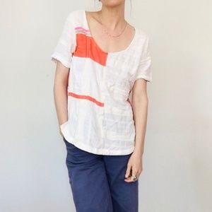 ace &  jig scoop neck cotton block pattern top XS